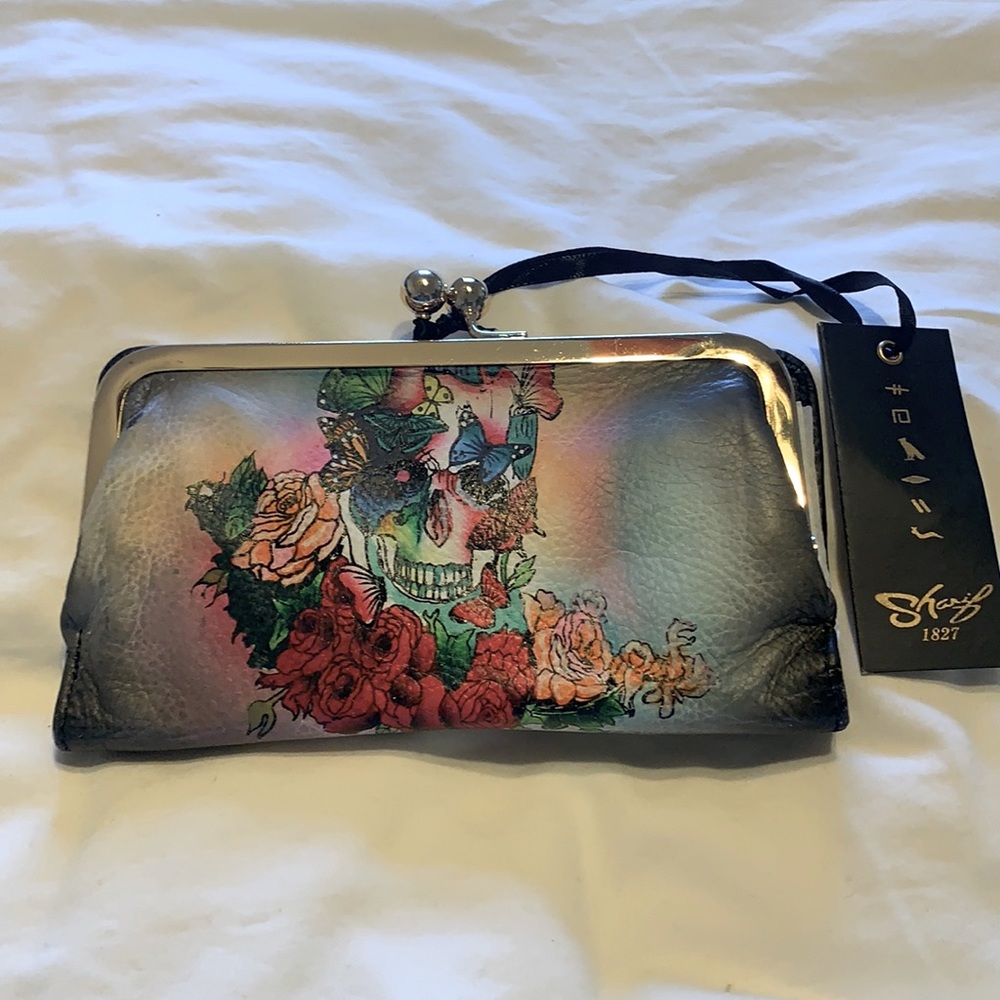 Sharif leather wallet w/kiss-lock